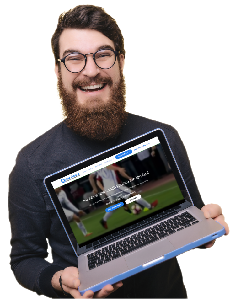 Hombre Feliz con pagina Web